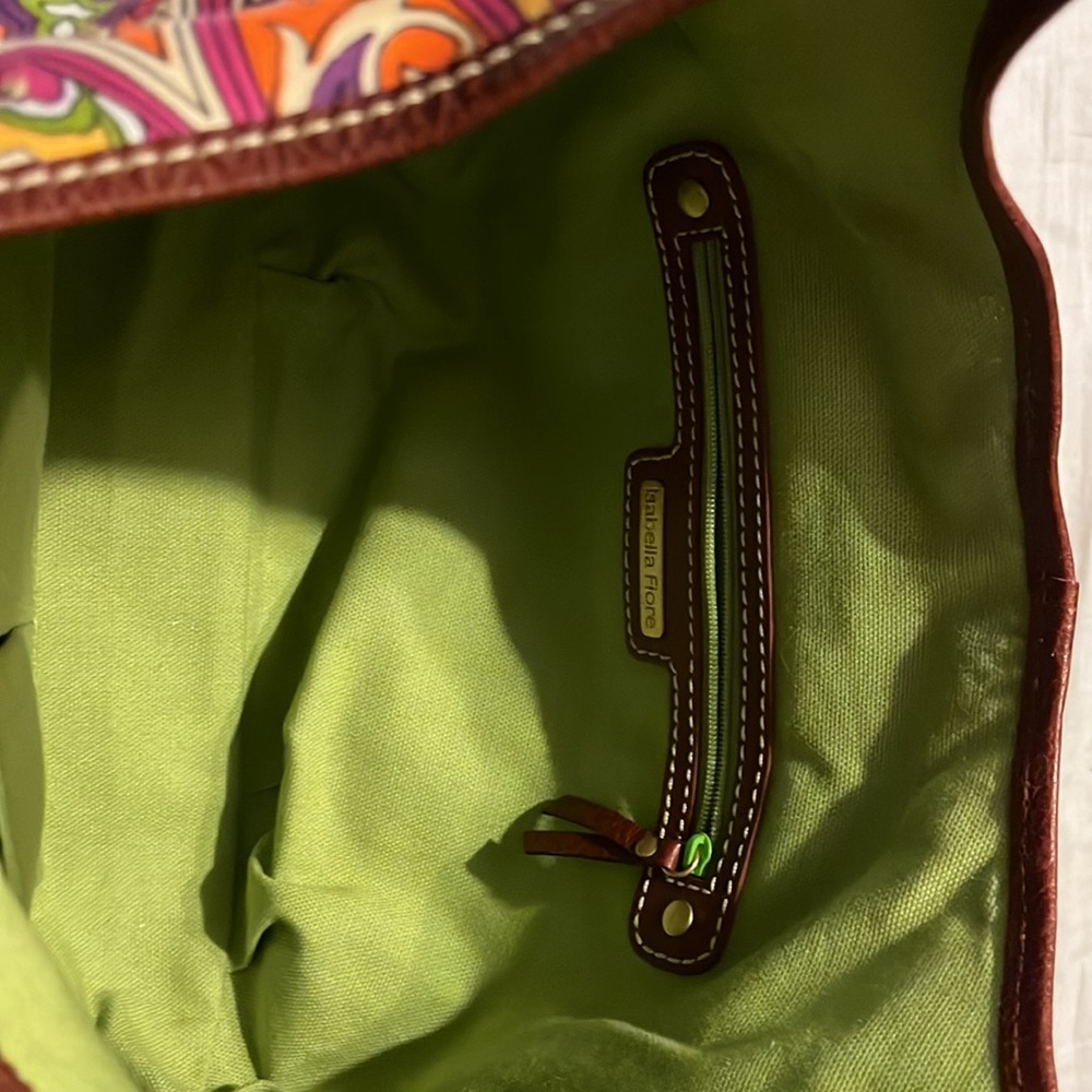 Isabella Fiore Cheerful Fabric and Leather Brass Studded Baguette Shoulder Bag - Picture 12 of 16